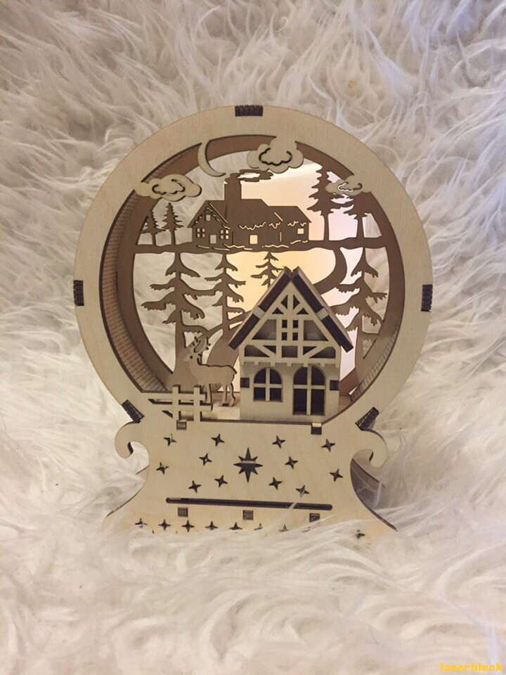 激光切割设计图雪球灯