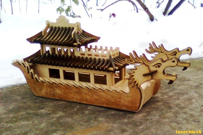 龙舟激光切割模型图纸